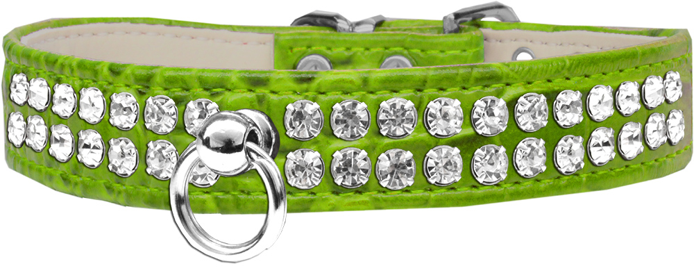 Style #72 Rhinestone Designer Croc Dog Collar Lime Green Size 18
